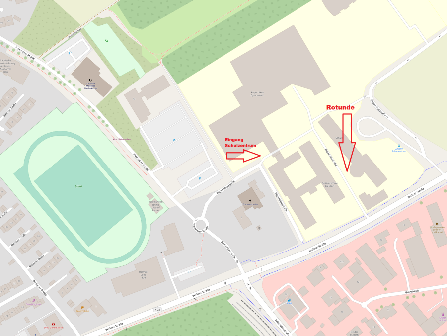 Anfahrtsübersicht Rotunde Schulzentrum Nord
